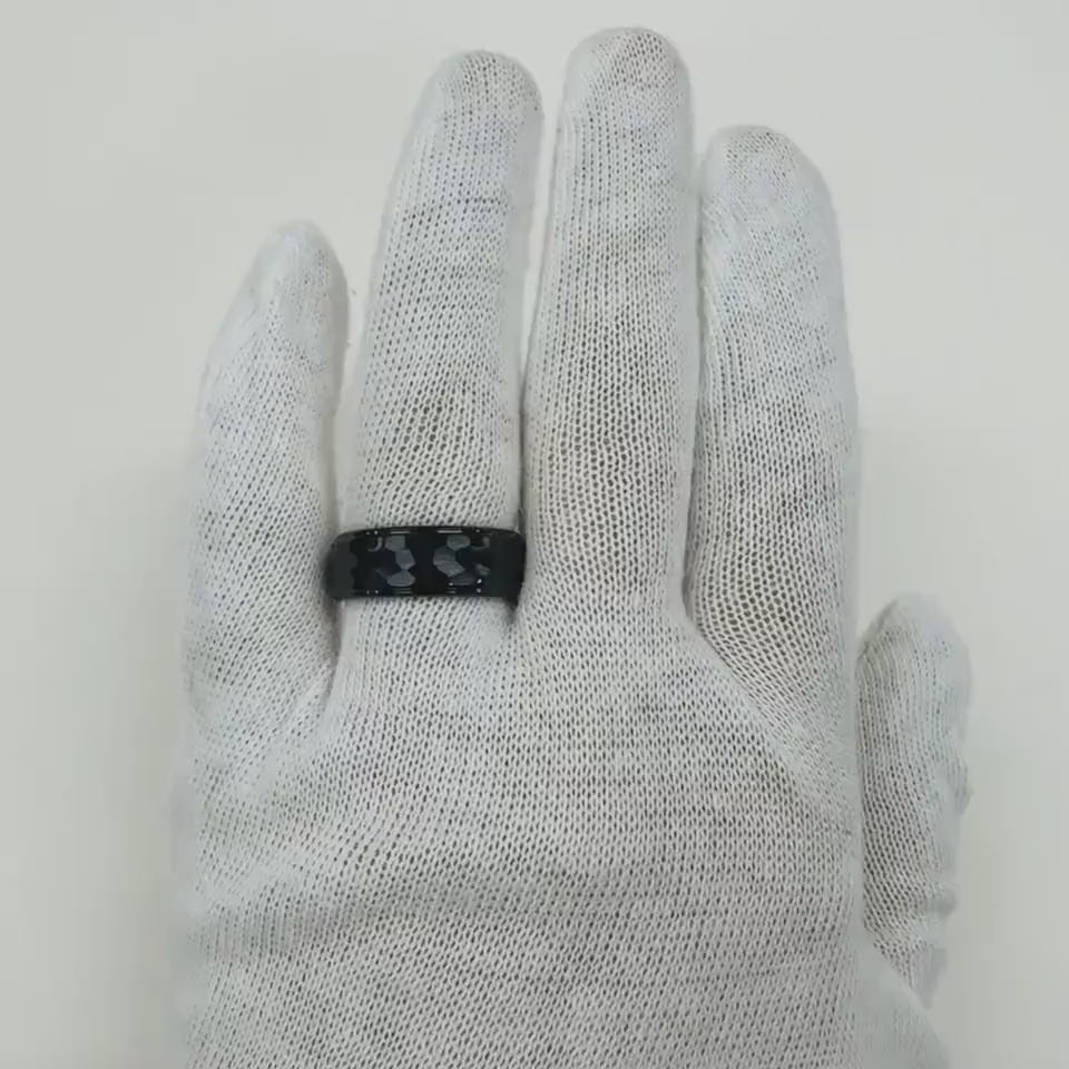 Black Wedding Ring for Men with Custom Engraving